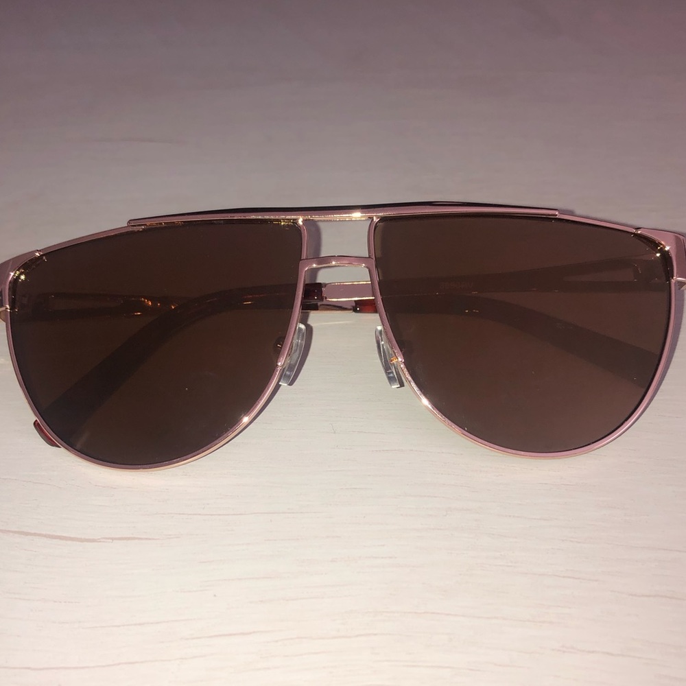 Classic Aviator Sunglasses Flat Top Mirrored Gold